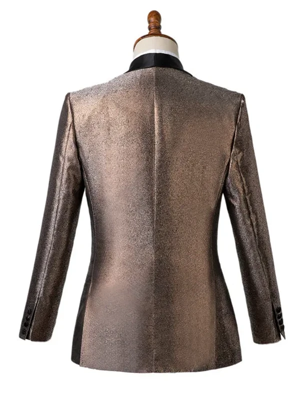Elegant Sparkle Patterns Wedding Suits by Alex Fashion - Black Shawl Lapel Double Breasted